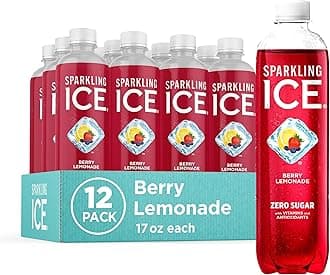 Sparkling Ice, Berry Lemonade Sparkling Water, Zero Sugar Flavored Water, with Vitamins and Antioxidants, Low Calorie Beverage, 17 fl oz Bottles (Pack of 12)