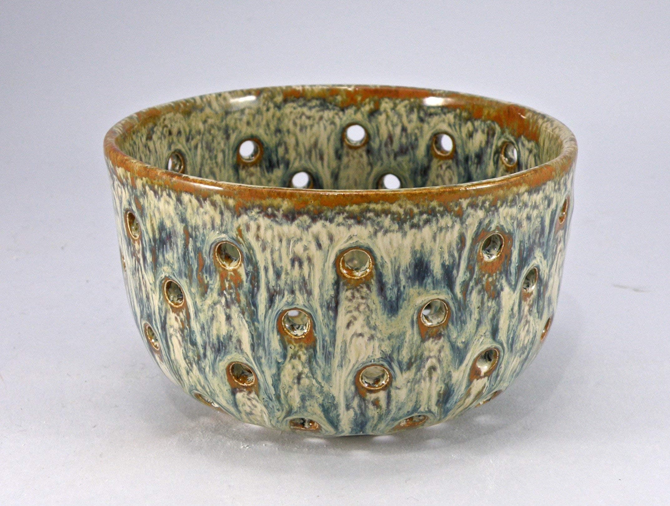 Small pottery Colander Berry Bowl Stoneware Bowl