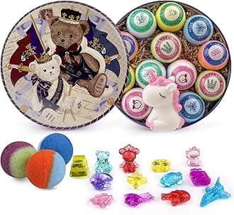 Bath Bombs for Kids, 12pcs Bath Bombs with Surprise Crystal Toys Inside, Handmade Natural and Organic Bubble Bath, Birthday Christmas Easter Gift for Girls and Boys