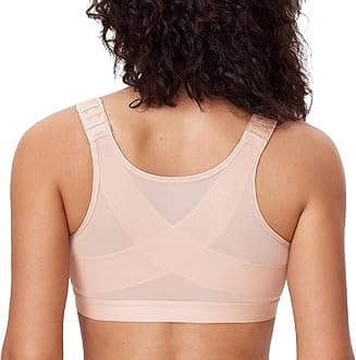 Delimira Women's Front Fastening Bras Non Wired Posture Correcting Back Support Post Surgery Bra Plus Size Comfort