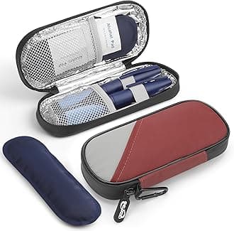 Insulin Travel Case Diabetic with 2 Reusable Ice Packs for Insulin Pen and Other Diabetic Supplies, Insulin Cooler Travel Case for The Daily Life and Trip, Red with Gray