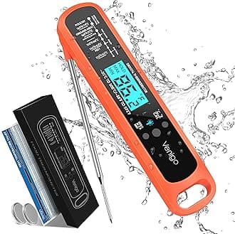 Venigo Digital Meat and Food Thermometer for Cooking and Grilling, Waterproof Instant-Read Cooking Thermometer, Kitchen Probe Thermometer for Baking, Roasting, Smoking, Deep Frying (Orange)