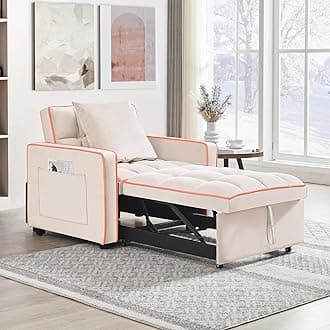 KINFFICT Sleeper Sofa Chair Bed, Convertible 3-in-1 Sofa Armchair, Adjustable Pullout Sleeper Bed, Single Lounger Futon with Side Pockets for Living Room