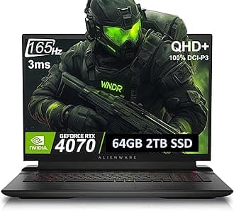 M18 Gaming Laptop (18" 165Hz QHD+ 100% DCI-P3, AMD Ryzen 9 7845HX (Beat i9-13900HX), 64GB DDR5 RAM, 2TB SSD, GeForce RTX 4070 8GB) AlienFX RGB Backlit KB, FHD IR Camera, WiFi 6, Win 11 Home, Black