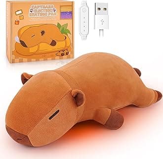Electric Heating Pad for Period Cramps, Cuddly Soft 14" Capybara Plush with a Hot Soft Belly USB Powered, Menstrual Heating Pad Neck Shoulder Pain Relief, Gift for Daughter Wife Period Heating Pad