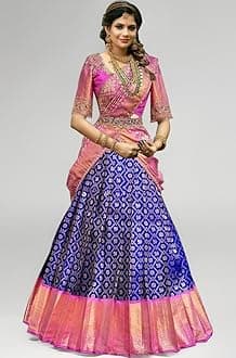 Women's Pure Pattu Silk Zari Weaving Lehenga Choli, Unstitched Lehenga Choli, Half Saree.