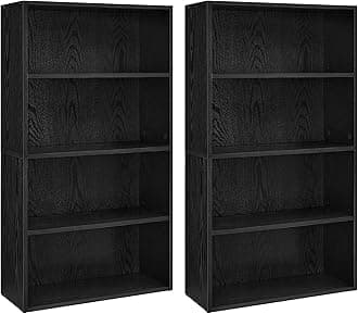 VASAGLESet of 2 Bookshelves, 23.6 Inches Wide, 4-Tier Open Bookcases with Adjustable Storage Shelves, Floor Standing Units, Ebony Black ULBC164T56-2