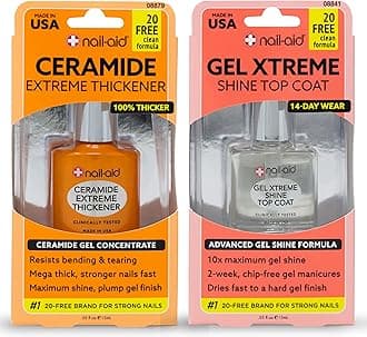 NAIL-AID Ceramide Extreme Thickener + Gel Top Coat, Clear, 2 Count