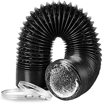 Dryer Vent Hose, 6" Insulated Flexible Duct 8FT with 2 Clamps, Heavy Duty Four Layer Protection for Heating Cooling Ventilation and Exhaust, Black