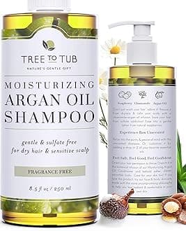 Fragrance Free Shampoo for Sensitive Skin by Tree To Tub - pH 5.5 Balanced Unscented Shampoo with Organic Moroccan Oil, Wild Soapberries 8.5 oz