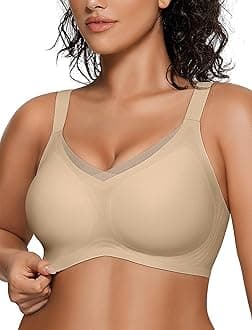 OEAK Womens Wireless Bras V Mesh Comfortable Bralette Supportive Tshirt Bra No Underwire Seamless Push Up Everyday Bras