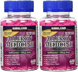 Kirkland Signature Allergy Medicine Diphenhydramine HCI 25 mg - 600 Minitabs - 2 Pack