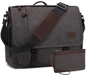 Nerlion Messenger Bag for Men 15.6 Inch Laptop Bag Canvas Water-resistant Computer Bag Shoulder Bag Satchel Work Briefcase Bookbag for College (Gray)