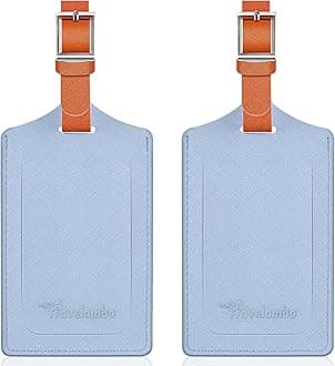 Travelambo 2 Pack Luggage Tags for Suitcases Faux Leather Travel Bag Tags for Luggage, Cross Blue