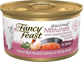 Purina Wet Cat Food Gourmet Naturals Wild Alaskan Salmon and Shrimp Recipe in Wet Cat Food Gravy - 3 oz. Can