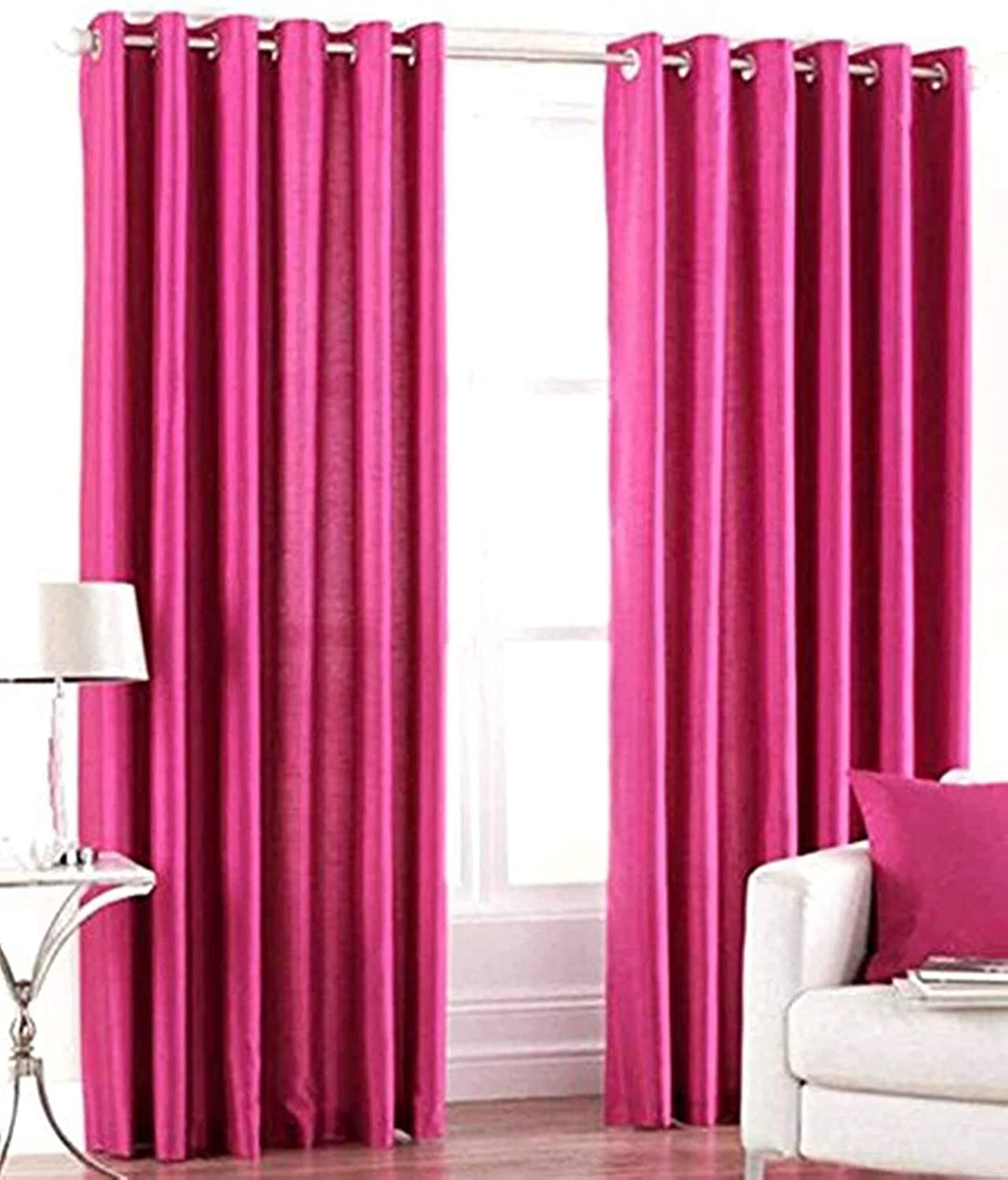 Galaxy Home Decor Solid Plain Curtains for Long Door 9 Feet, Pack of 2, Pink