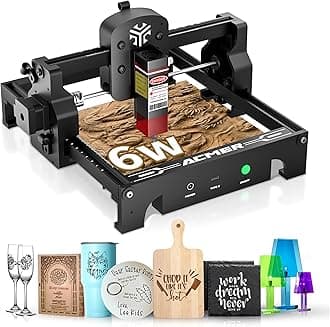 ACMER Laser Engraver Mini Machine 6W Engraving Tool for Crafting Beginner-Friendly Wood Laser Engraving for DIY Jewelry Wood Glass Leather, Laser Class4, Engraving Area 5.1"x5.1"