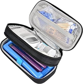 ProCase Insulin Cooler Travel Carrying Case, Portable Diabetes Cold Medication Organizer with Ice Brick, Upgraded Chill Pill Insulation Hard Bag for Insulin Pen Syringes Needle Kits Holder (Black)