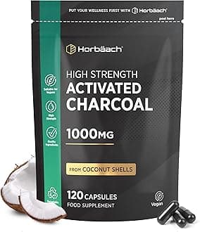 Activated Charcoal Capsules | High Strength 1000mg | Supplement from Natural Coconut | 120 Vegan Tablets | by Horbaach