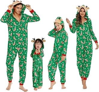 Cysincos Family Matching Christmas Pajamas Set Xmas Pjs Set Soft Long Sleeve Holiday Sleepwear Outfits for Women Men Couples