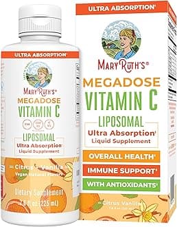 Megadose Vitamin C Liposomal by MaryRuth's (Citrus + Vanilla) 500mg | Enhanced Absorption Liquid Vitamin C | Immune Health Supplement for Men & Women | Vegan, Gluten Free, Sugar Free, Non-GMO | 7.6oz