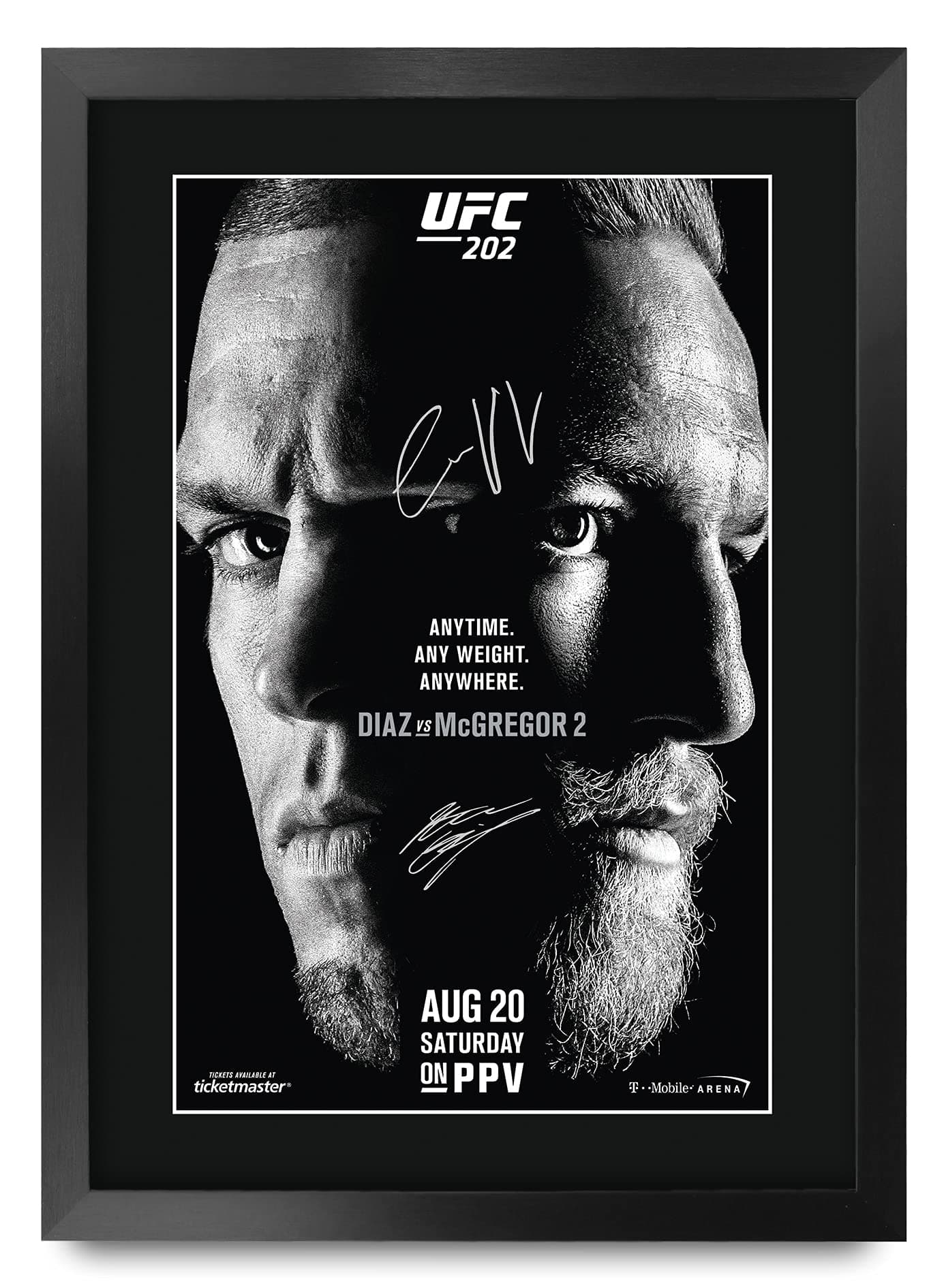 HWC Trading UFC 202 Programme Poster Conor McGregor Nate Diaz Signed 16" x 12" Framed Gift Printed Autograph MMA Wrestling Print Photo Picture Display - 16 x 12 Inches Framed