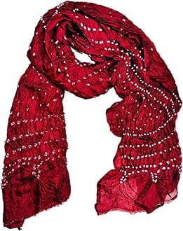 PK HUB Women's Art Silk Bandhani Dupatta - (2.25 Meter), Red, 2.25 Meter