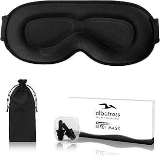 Sleep Eye Mask for Men Women, Sleeping Mask for Side Sleeper, Travel Blackout Night Blindfold Eye Shade Cover with Adjustable Strap (Black-Side Sleeper)