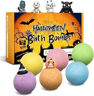 Halloween Bath Bombs for Kids with Toys Inside,Boo Spooky Basket Stuffers, Halloween Party Favors for Toddlers, Bubble Bath Toys Gifts for Kids Ages 4-8