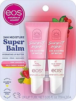 eos 24H Moisture Super Balm- Pink Lemonade & Wild Cherry Slushie, Lip Mask, Day or Night Lip Treatment, Made for Sensitive Skin, 0.35 fl oz, 2-Pack