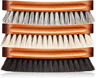 3 Pcs Horsehair Shoe Brush Kit Polishing Daubers Applicators Leather Care Brushes Shine Cleaning Brush(Shoe Brush Set C)