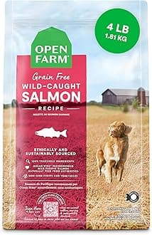 Open Farm, Grain-Free Dry Dog Food, Complete & Balanced Kibble, Sustainably & Ethically Sourced Ingredients, Non-GMO Veggies & Superfoods to Support Overall Health, Wild-Caught Salmon Recipe, 4lb Bag