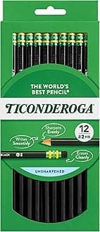Ticonderoga Pencils, graphite in wooden case, #2 HB Soft, black (13953) (6 pieces, total 72 pcs.)