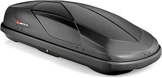 Goplus Rooftop Cargo Carrier Hard Shell, 14 Cubic Feet Waterproof Car Roof Cargo Carrier w/Dual Side Opening, Security Key, 165LBS Capacity, for 17” to 22.8” Wide Crossbar Rack, Vehicle Cargo Box