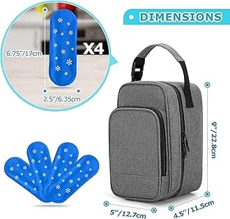 BAFASO Insulated Breastmilk Cooler Bag with 4 Gel Ice packs, Breastmilk Cooler Fits 6 Bags of Breastmilk, Grey