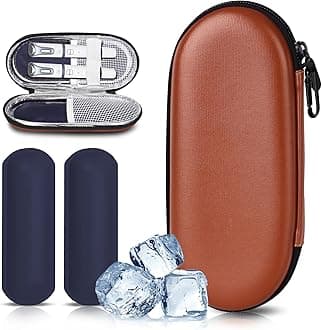 MOSLA Insulin Cooler Travel Case for Diabetic Organize Medication Insulated Cooling Bag with 2 Ice Packs for Insulin Pens and Other Diabetic Supplies (brown)