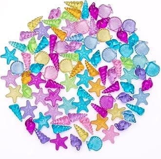 Colorful Plastic Sea Shell/Conch/Starfish Gems Toys for Beach Holiday/Swimming Pool Diving/Treasure Hunt/Party Favor/Party Decoration Learning Prizes (Sea Shell)