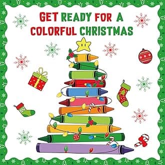 gisgfim Christmas Bulletin Board Decoration Set Colorful Crayon Christmas Tree Paper Cutouts Holiday Classroom Bulletin Board Decor for Xmas Winter Holiday Party School Door Home Wall(Crayon)