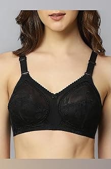 Triumph Doreen Bra For Women | Non Wired Non Padded Wireless Bra | Full Coverage Raschel Lace Lingerie | Classic High Center Bridge Support | Wide Straps Big Cup Bra for Larger Busts | Pack Of 1