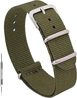 Benchmark Basics Nylon Watch Band - Waterproof Ballistic Nylon One-Piece Military Watch Straps for Men & Women - Choice of Color & Width - 18mm, 20mm, 22mm or 24mm