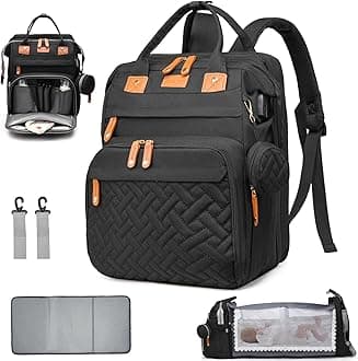 Diaper Bag with Changing Station, Multifunction Travel Baby Bag, Waterproof Baby Tote, Large Capacity Mommy Bag, Newborn Essentials Backpack Bag, Unisex, Black