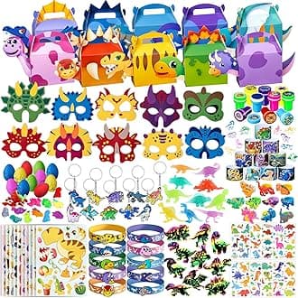 DMIGHT Dinosaur Party Favors, Dinosaur Birthday Party Supplies, Dinosaur Goodie Bags for Kids Birthday, Dino Gifts Bags Fillers Stuffers, Dinosaur Themed Party Toys