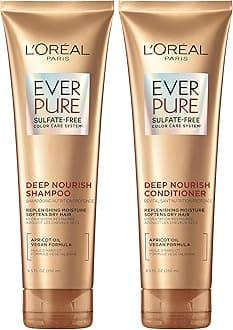 L'Oreal Paris EverCreme Sulfate Free Shampoo and Conditioner Kit for Dry Hair, Triple Action Hydration for Dry, Brittle or Color Treated Hair, with Apricot Oil, 8.5 Ounce, Set of 2