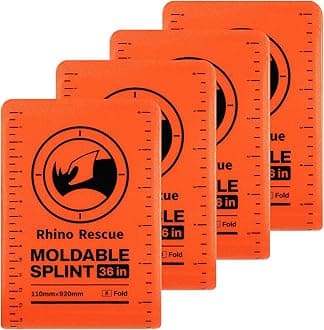 RHINO RESCUE First Aid Splint 36" X 4.3" Orange-Gray, Keep Bones in Position (4, Folded)