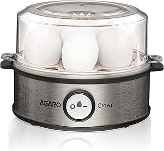 AGARO Crown Instant Egg Boiler 360 Watts, Boils Up to 7 Eggs with 3 Modes Heating/Stainless Steel Body (Silver)