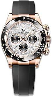 Pagani Design Men's Quartz Watch Simple Style High Precision Chronograph Waterproof Ceramic Bezel Stainless Steel Chain