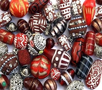 150g Luxury Mixed lot of Glass Tibetan Wood Jewellery Making Beads (Red)