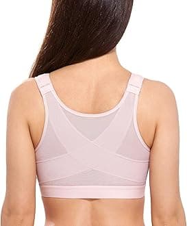 Delimira Women's Front Fastening Bras Non Wired Posture Correcting Back Support Post Surgery Bra Plus Size Comfort
