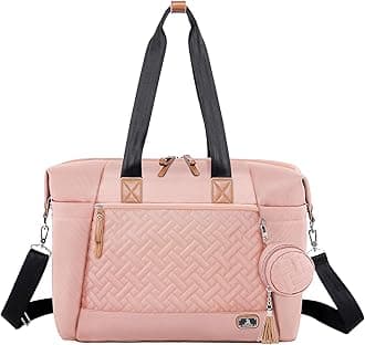 Dikaslon Diaper Bag Tote, Large Travel diaper tote for Mom and Dad, Multifunction baby tote bag for Boys and Girls with Pacifier Case and Changing Pad, Pink