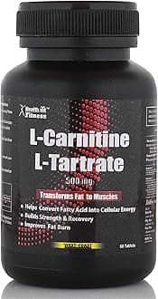 Healthvit L-Carnitine L-Tartrate 500 mg | Weight Loss Supplement, Fat Burner, Muscle Recovery, Pre & Post workout Supplement - 60 Tablets